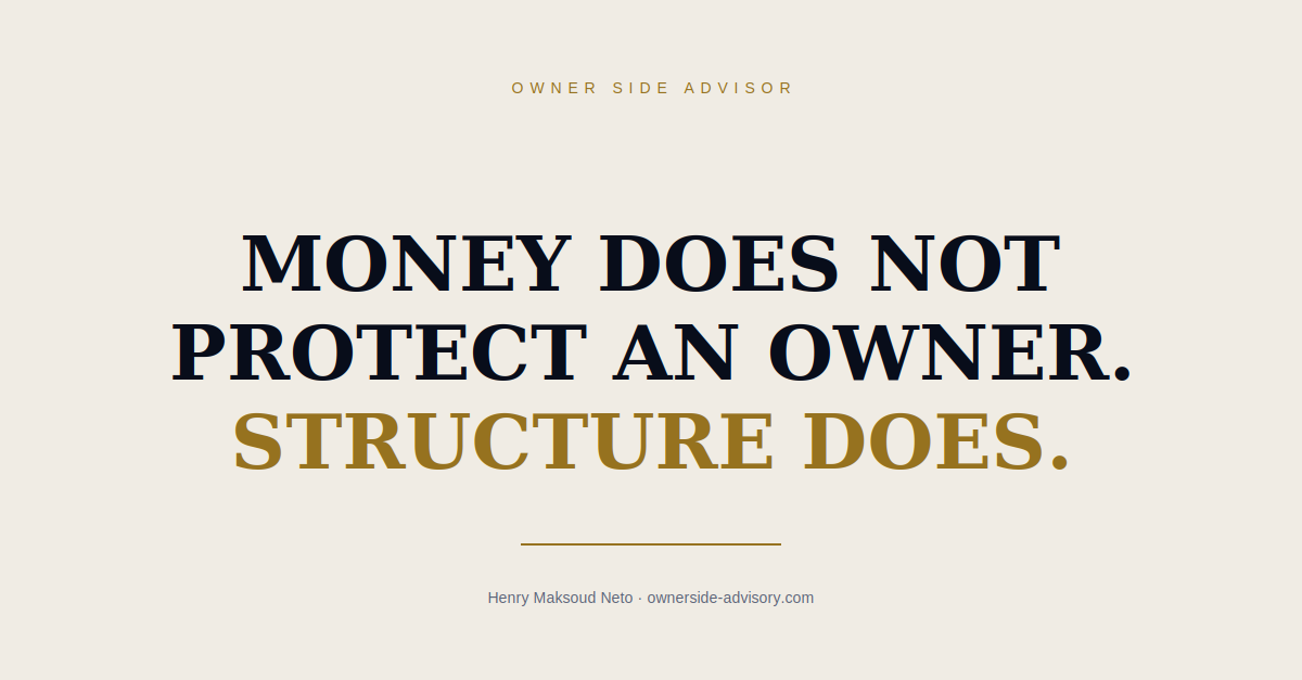 Money does not protect an owner. Structure does.